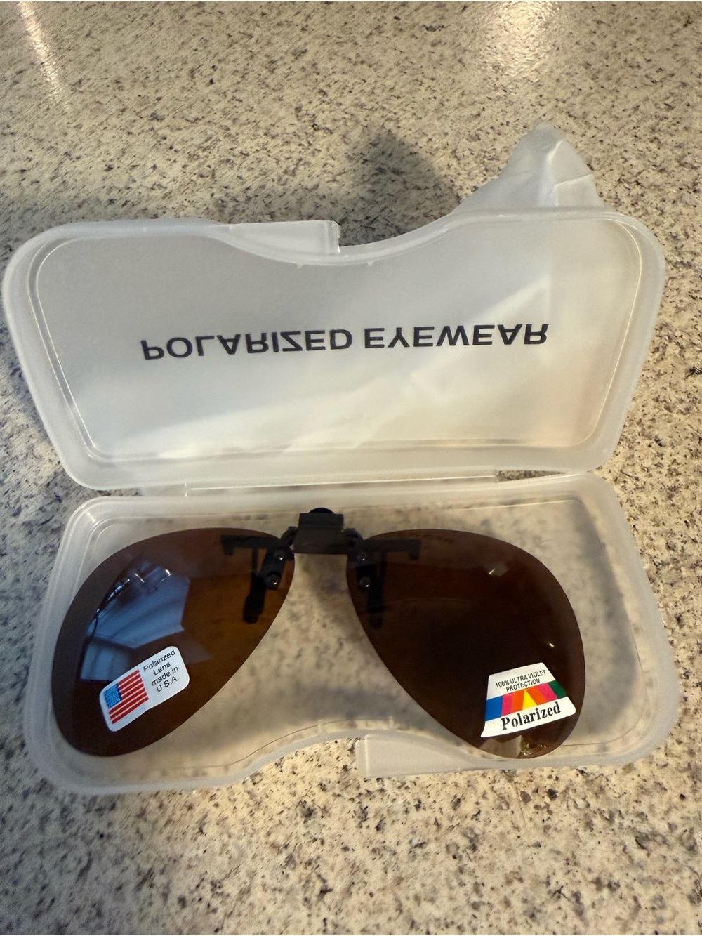 Polarized Clip-On Brown Lens Sunglasses
